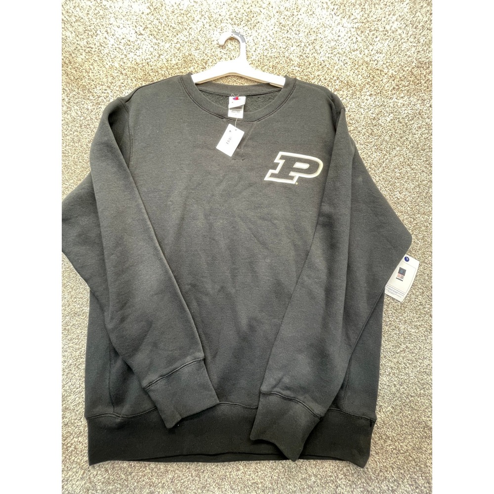 Champion Purdue Sweatshirt Mens L Black NEW NCAA Crewneck Pullover